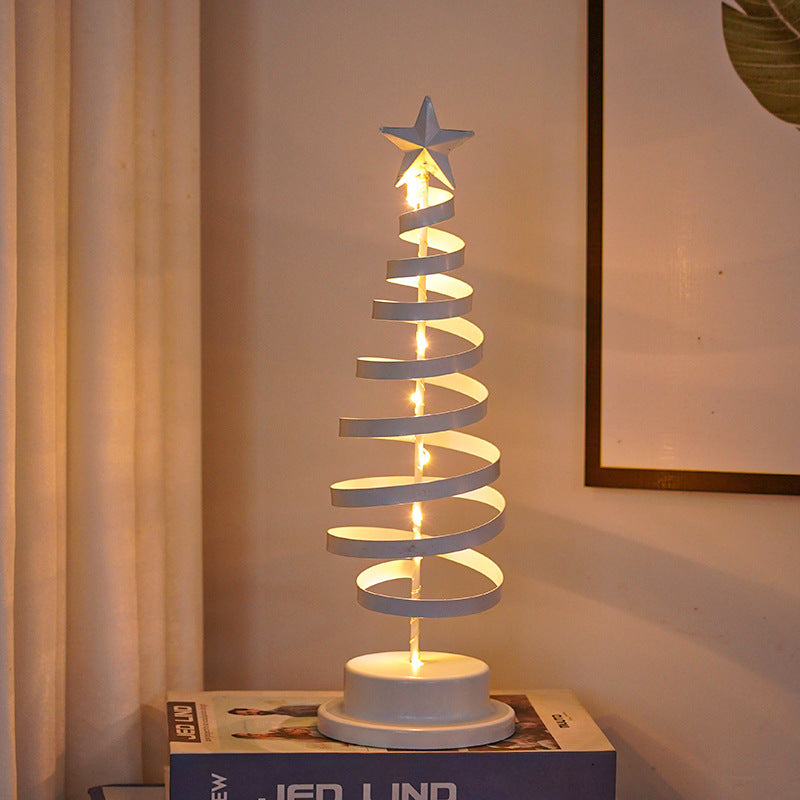 Arbre de Noël LED Spirale - Lampe de Table en Fer Forgé - Décoration Lumineuse pour Chambre/Bureau