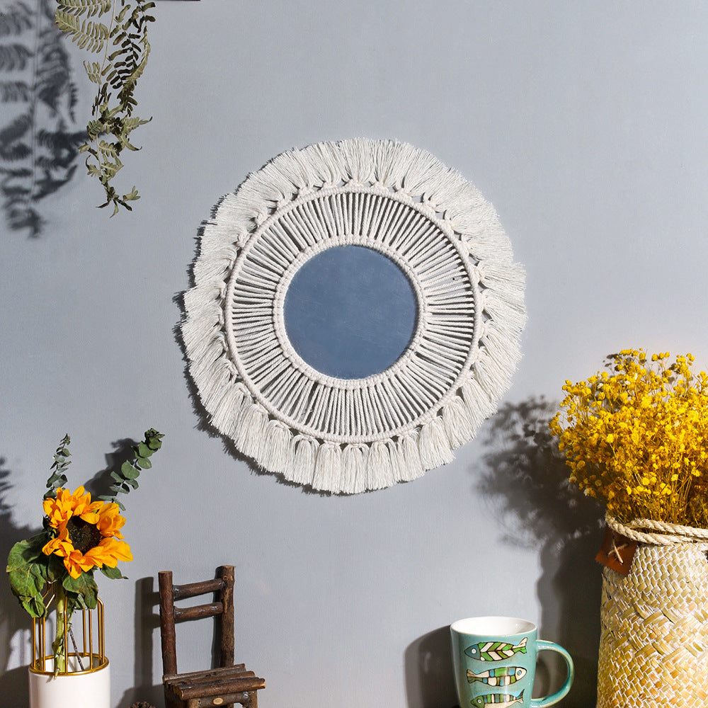 Miroir Mural Rond Style Bohème – Pour Appartement, Salon, Chambre à Coucher