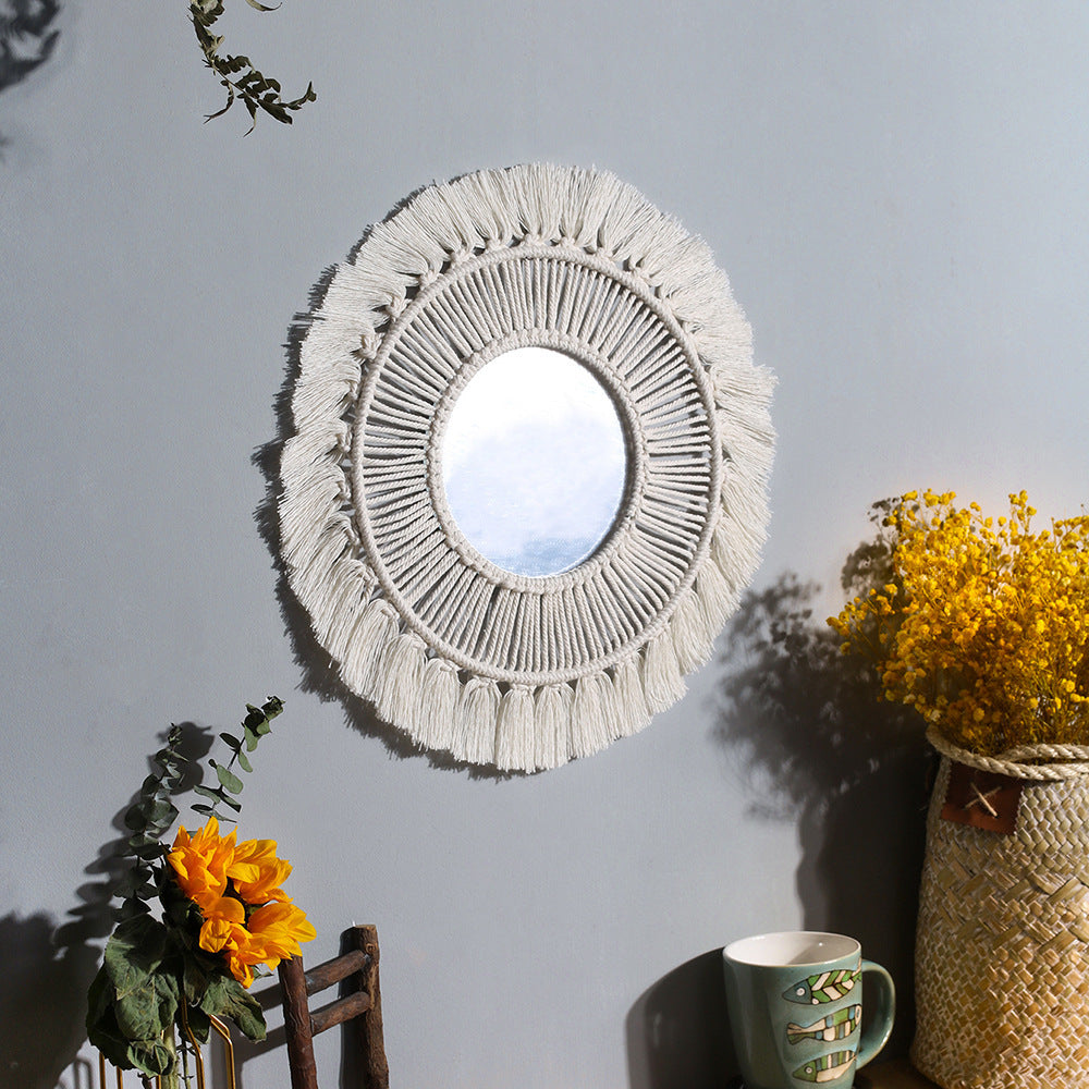 Miroir Mural Rond Style Bohème – Pour Appartement, Salon, Chambre à Coucher