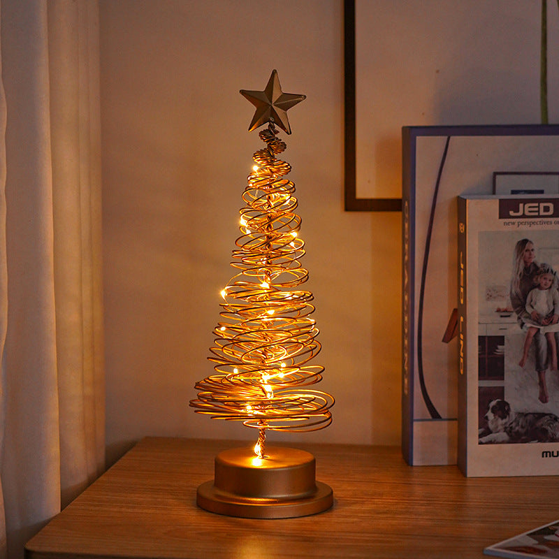 Arbre de Noël LED Spirale - Lampe de Table en Fer Forgé - Décoration Lumineuse pour Chambre/Bureau