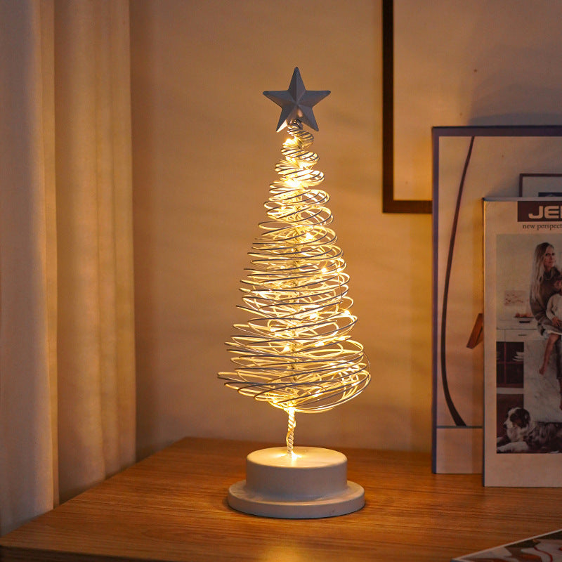 Arbre de Noël LED Spirale - Lampe de Table en Fer Forgé - Décoration Lumineuse pour Chambre/Bureau