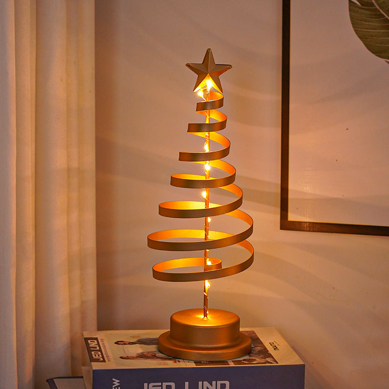 Arbre de Noël LED Spirale - Lampe de Table en Fer Forgé - Décoration Lumineuse pour Chambre/Bureau
