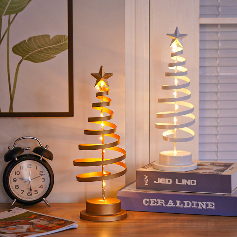 Arbre de Noël LED Spirale - Lampe de Table en Fer Forgé - Décoration Lumineuse pour Chambre/Bureau