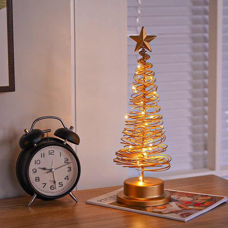 Arbre de Noël LED Spirale - Lampe de Table en Fer Forgé - Décoration Lumineuse pour Chambre/Bureau