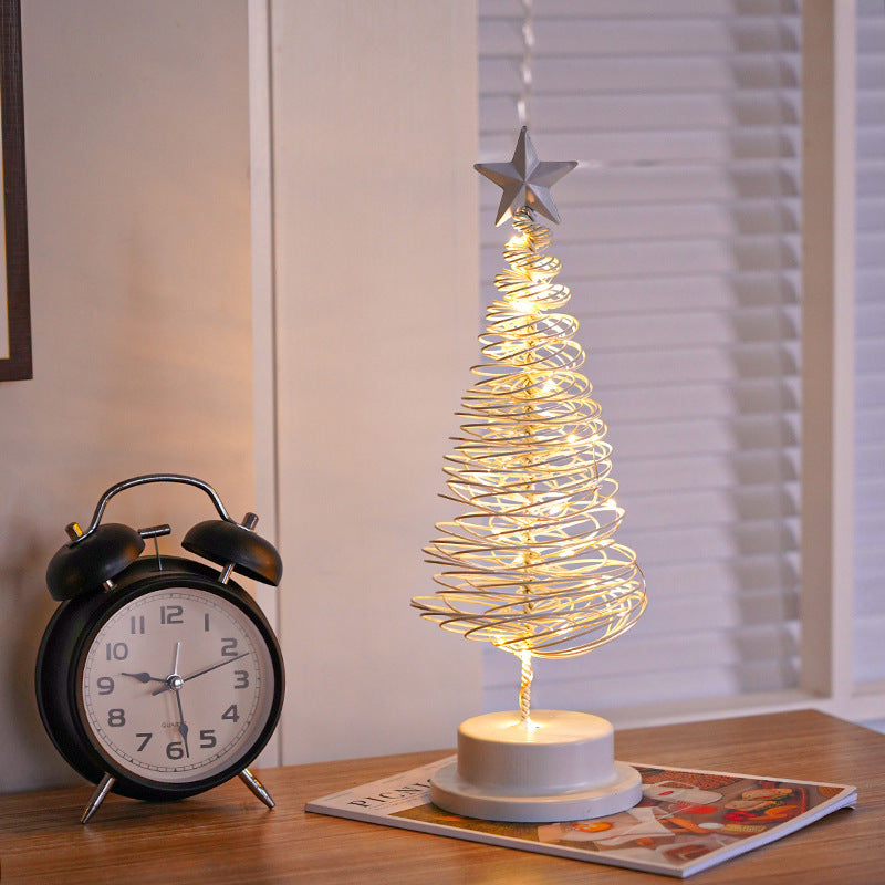 Arbre de Noël LED Spirale - Lampe de Table en Fer Forgé - Décoration Lumineuse pour Chambre/Bureau