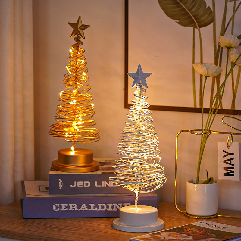 Arbre de Noël LED Spirale - Lampe de Table en Fer Forgé - Décoration Lumineuse pour Chambre/Bureau