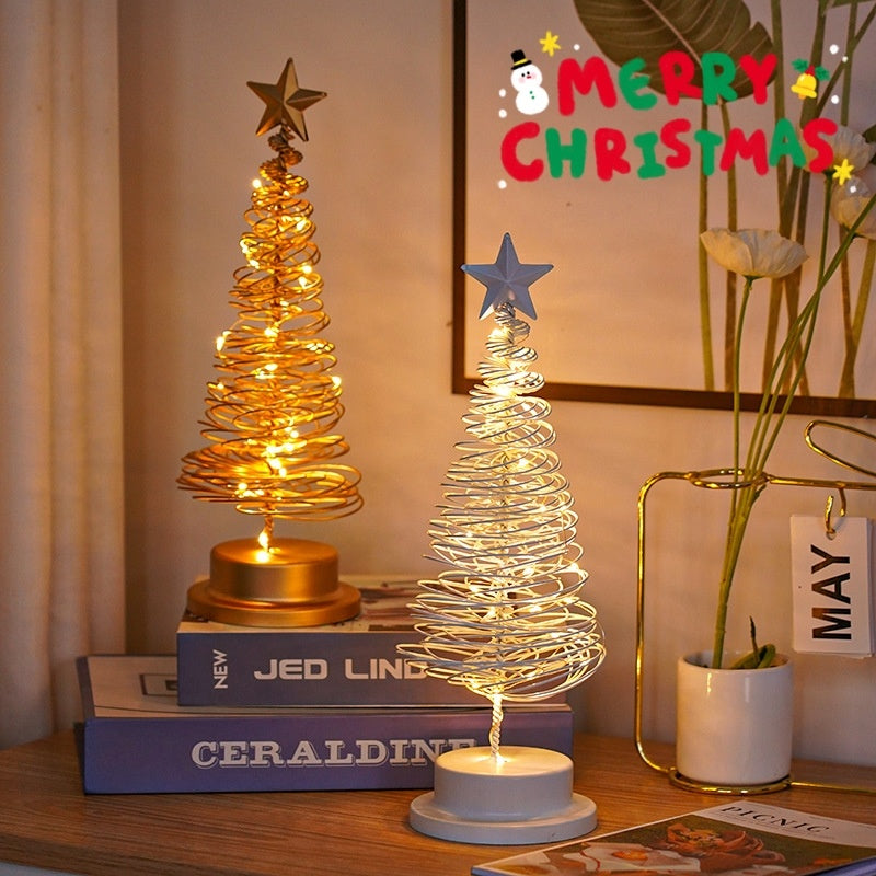 Arbre de Noël LED Spirale - Lampe de Table en Fer Forgé - Décoration Lumineuse pour Chambre/Bureau